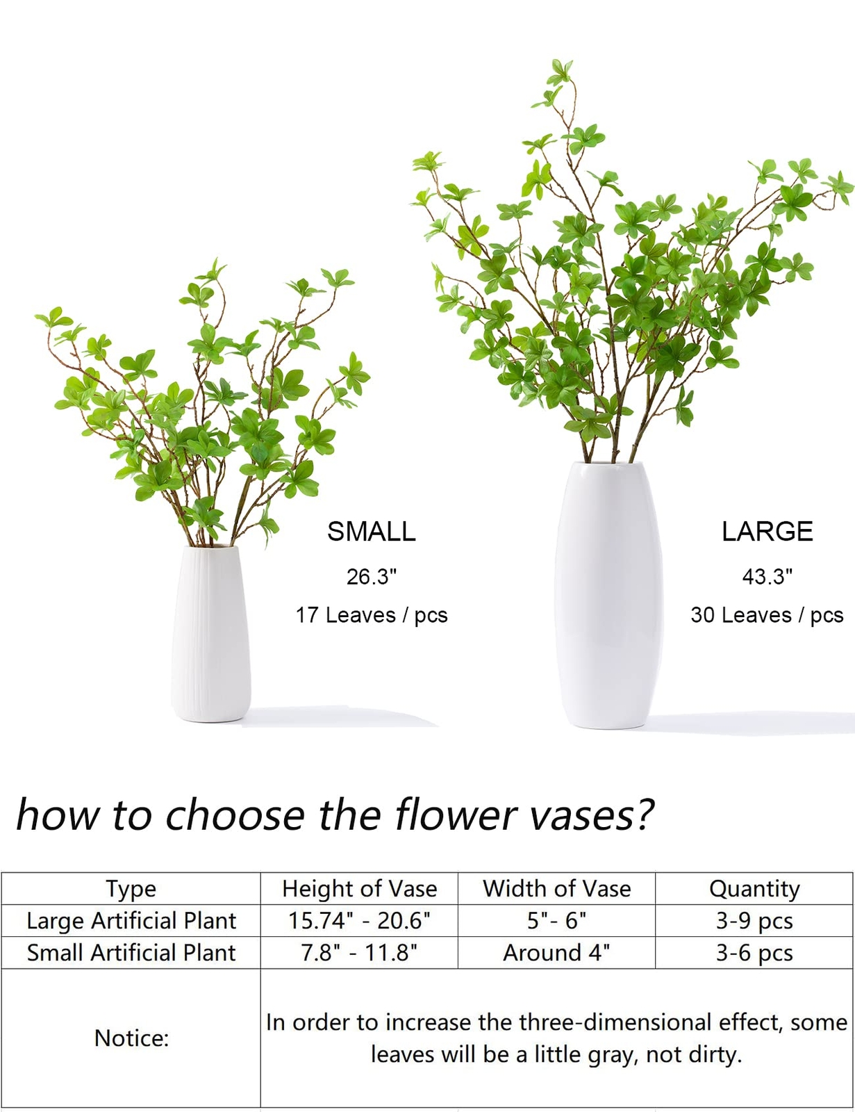 Artificial Greenery Stems Faux Branches with Leaves for Vase Fake Plants for …