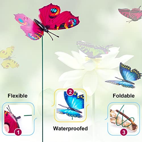 50PCS Butterfly Garden Decorations, 11.8 inch Butterfly Stakes Colorful