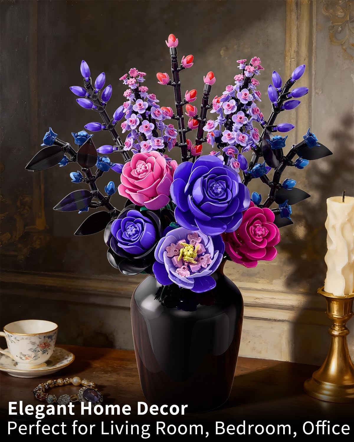 Corpse Bouquet Roses Building Set, Gothic Floral Flower Model Set for Dark Ro…