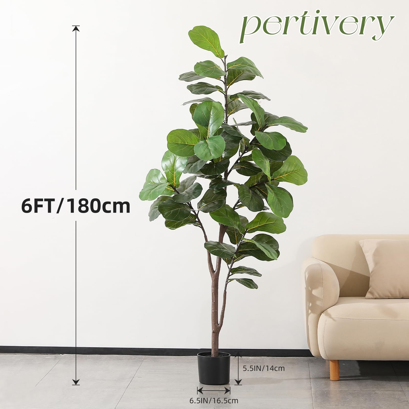 Pertivery Artificial Fiddle Leaf Fig Tree 6ft,