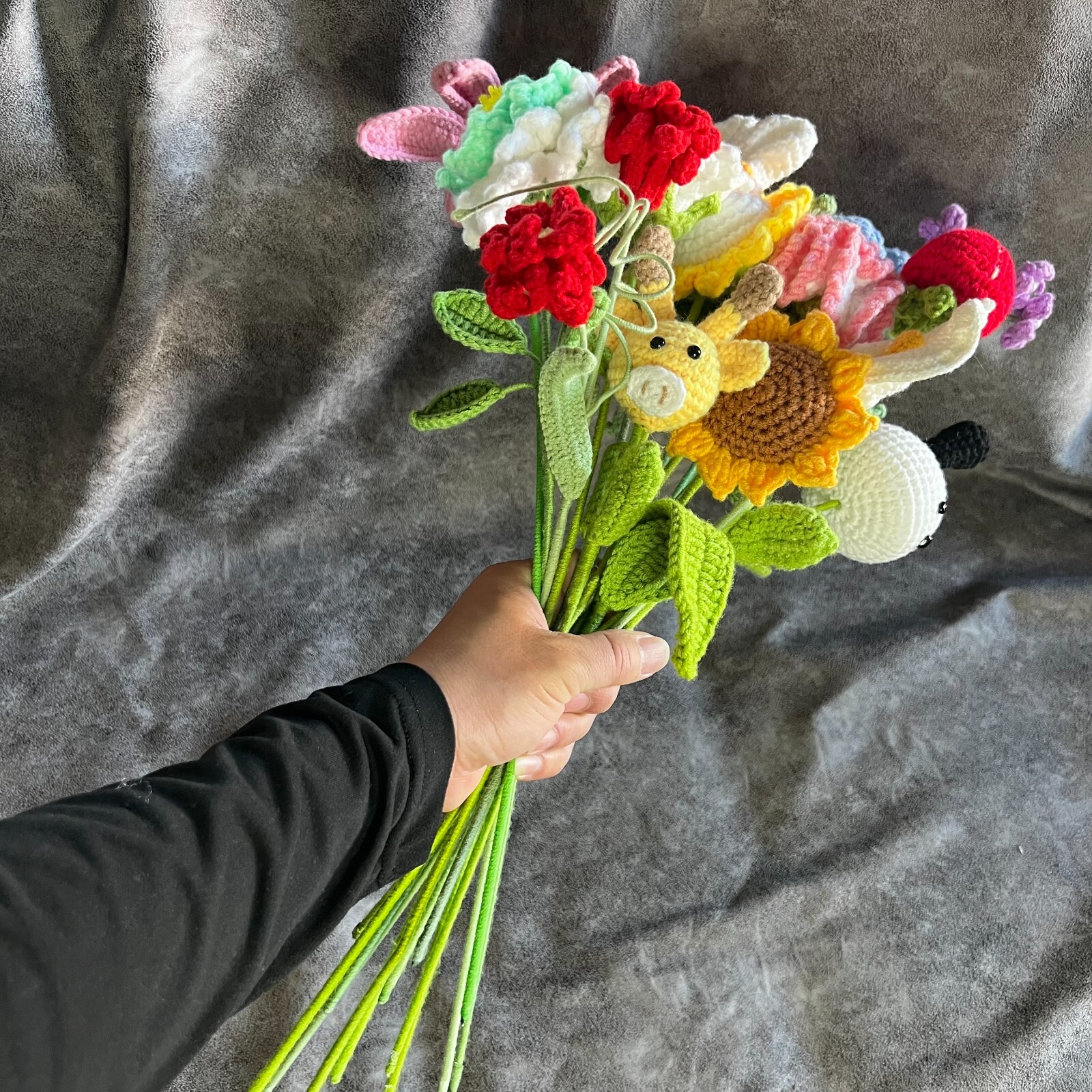 Hand Knitted Flower Yarn Crochet Flowers Hand Craft