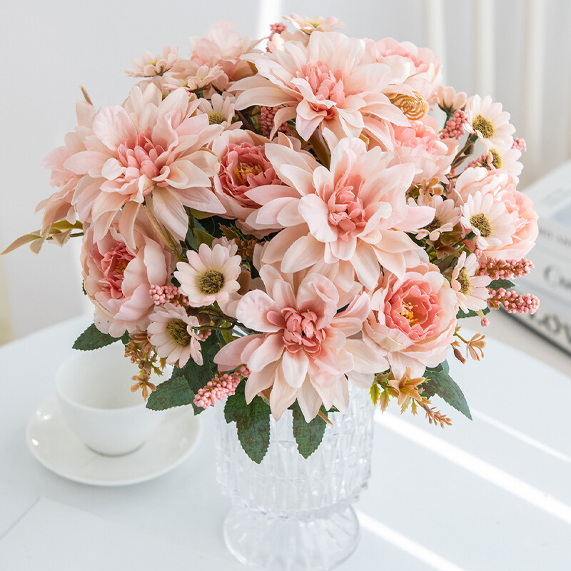 Artificial Flower Similated Silk Dahlia Decoration Bouquet Party DIY Accessories
