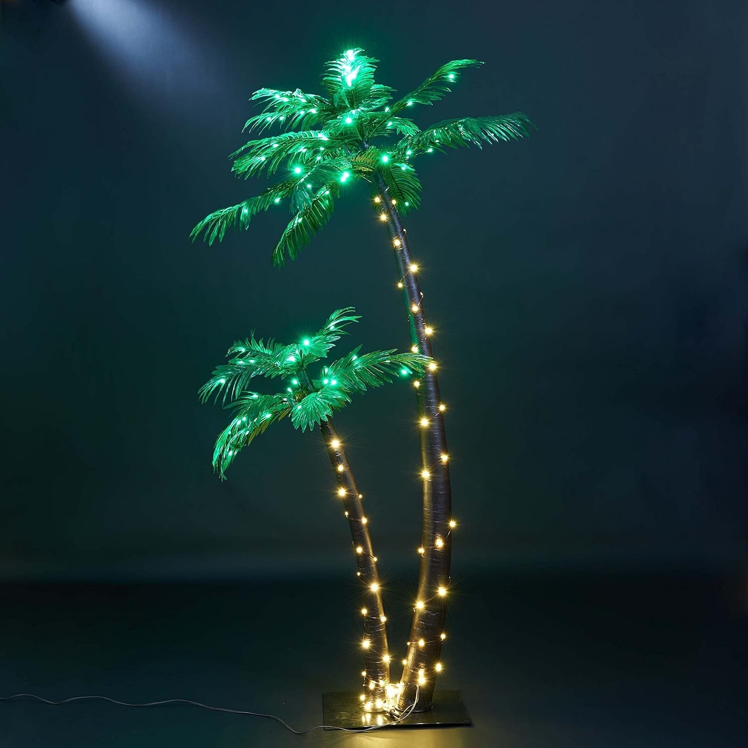 Gorgeous 6FT Solar Palm Tree, 184LED Warm White, Tropical Patio Decor, Stable…