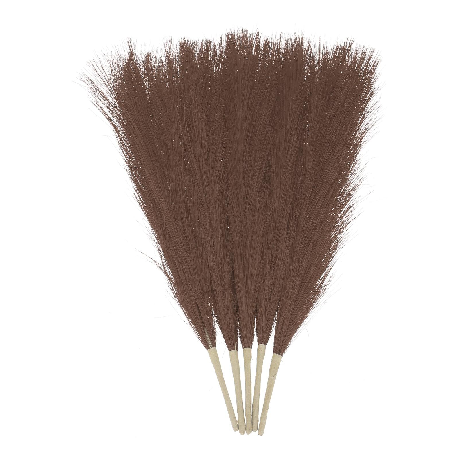 Dark Coffee Faux Pampas Grass 5pc 17 inch Artificial Fall Home Vase Wedding