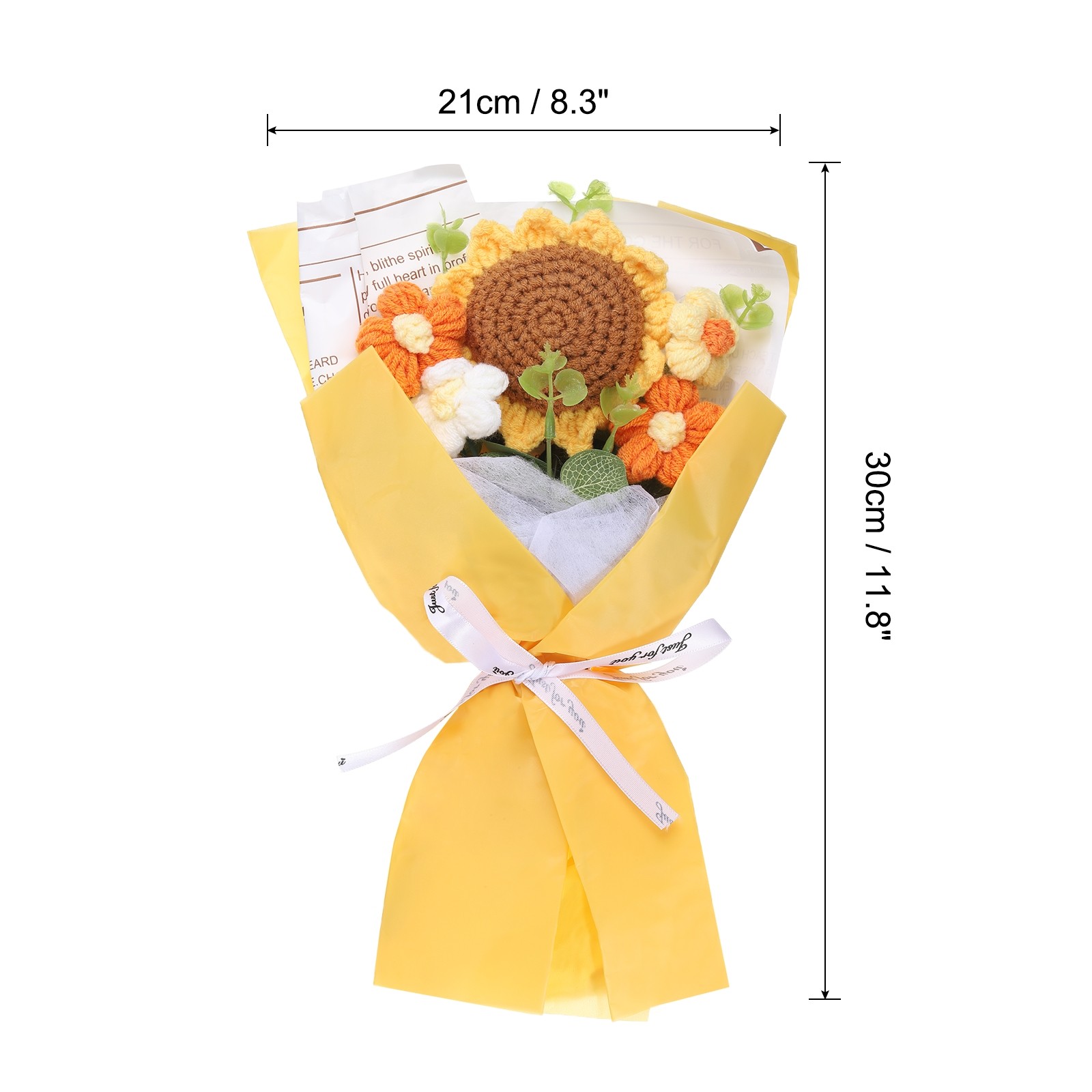 Crochet Flowers Bouquet Handmade Artificial Bouquet Sunflower Yellow