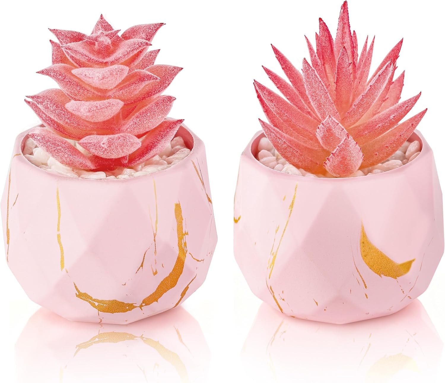 Der Rose 2 Packs Fake Plants Small Succulents Plants Artificial for Pink Room Ba