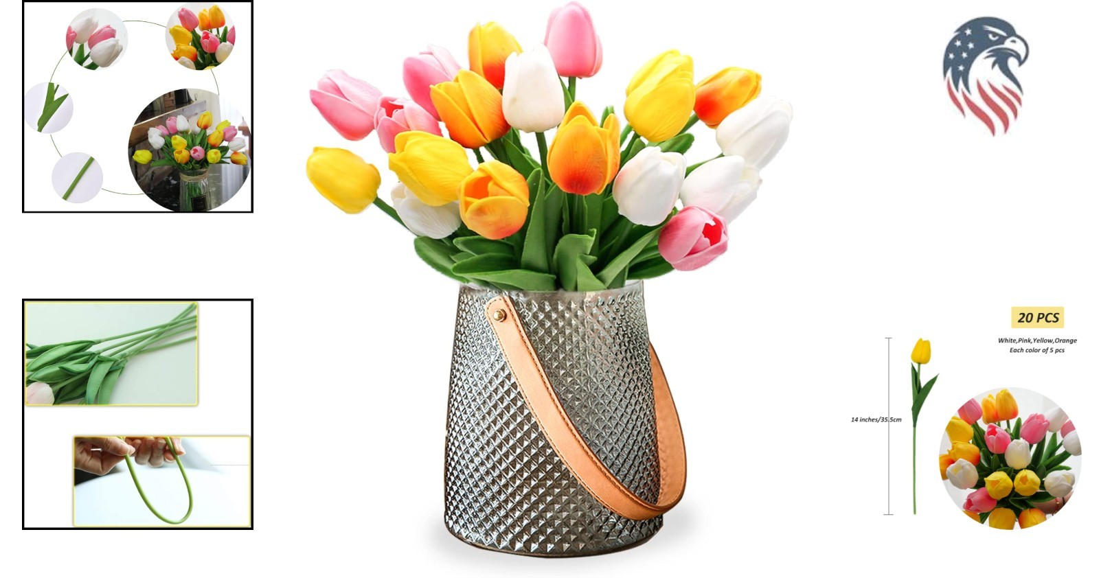 Compatibility Artificial Tulips Flowers 20pcs Faux PU Spring Wedding Party De…