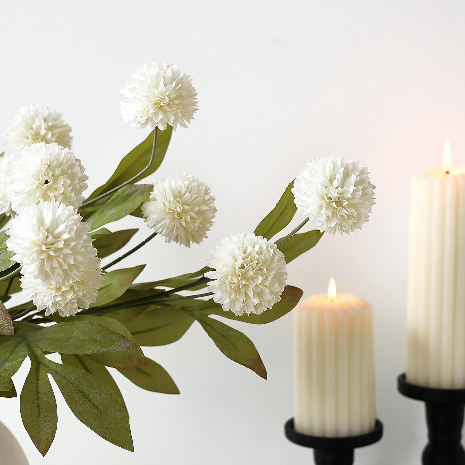 6 Pcs Faux Silk Pompon Mum Artificial Flowers for Vase -27″, Bulk Fake Chrysanth