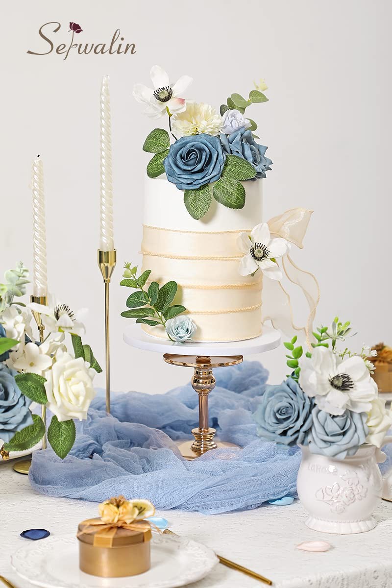 Dusty Blue Artificial Flowers Silk Flowers for Wedding Decor