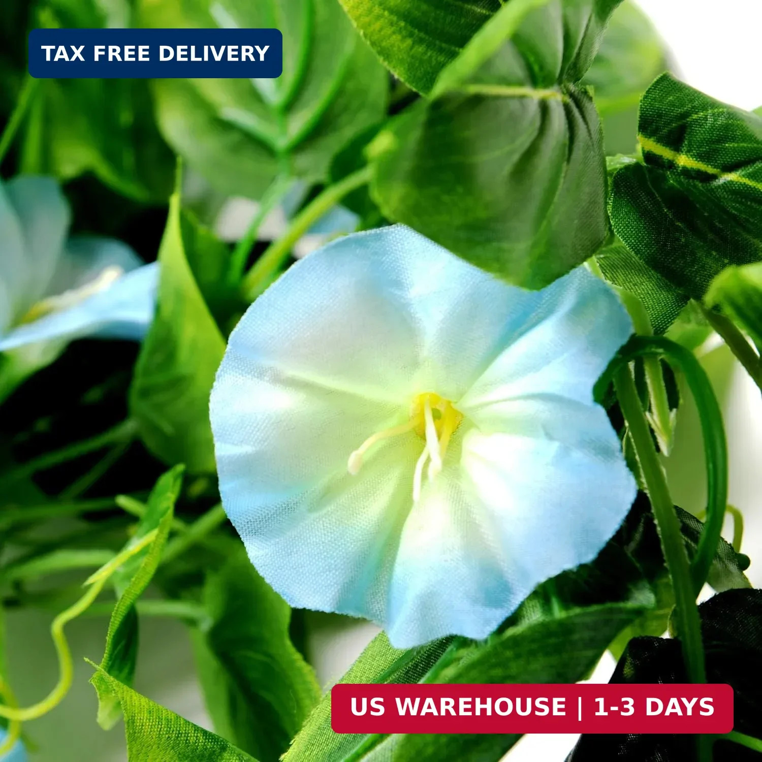 AirSun Artificial Morning Glory Flower Vines, 2pcs 15Feet Hanging Plants Silk Ga