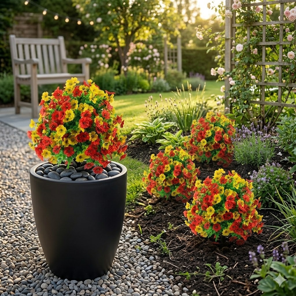 Vibrant Pansy Artificial Flower Stake Ground Spike Garden Backyard Ornament Gift