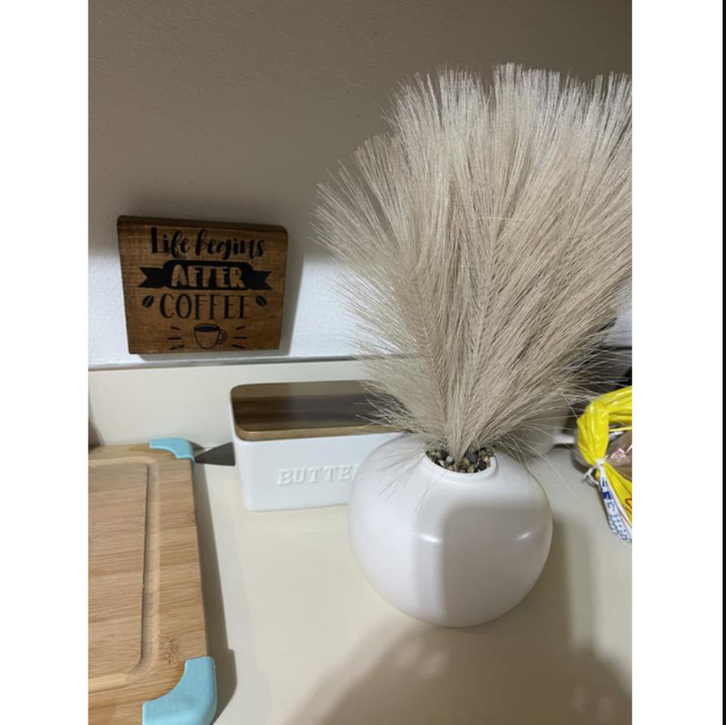 Better Homes & Gardens 14″ Artificial Pampas Grass in White Ceramic Vase