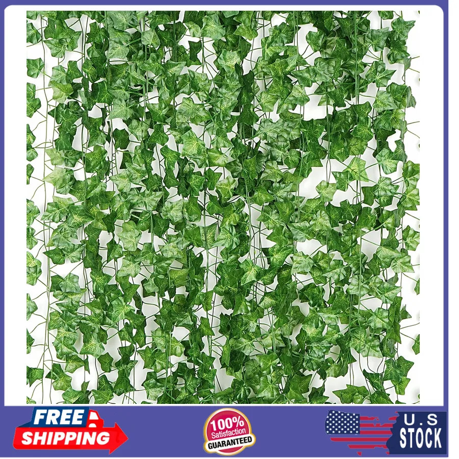 12 Pack 86ft Artificial Ivy Garland Fake Leaf Vine Greenery for Home Wedding…