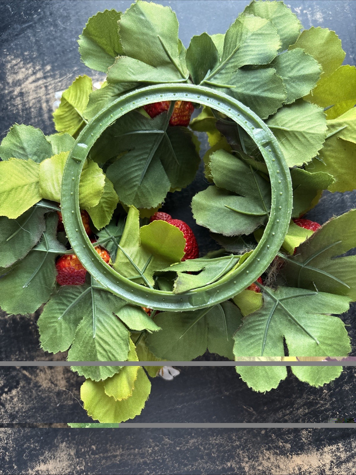 Vintage Floral Candle Ring Centerpiece Strawberries And Flowers
