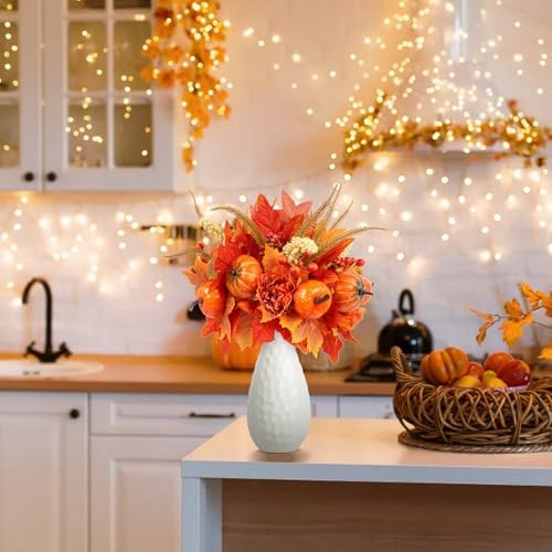 Fall Decor, 4PCS Artificial Autumn Pumpkin Berry Pumpkin/Berry/Flower/Maple