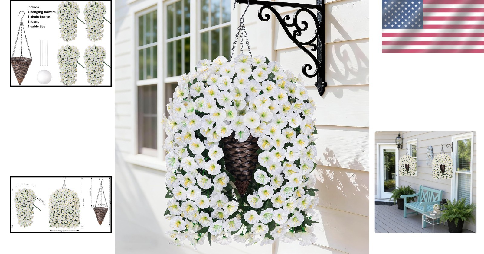 White Morning Glory Hanging Basket for Outdoor Decor