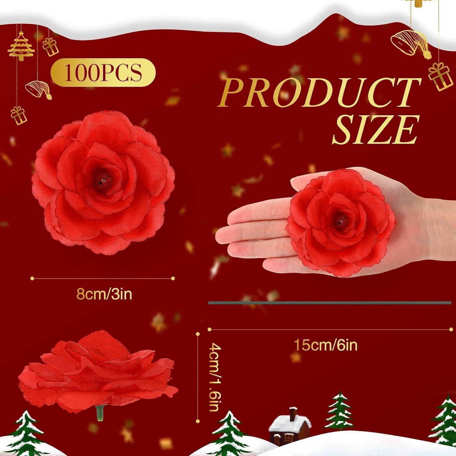 100 Pcs Artificial Flowers Fake Silk Roses Long Stem Rose Bouquet Wedding Par…