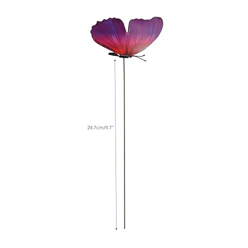 12pcs Purple Butterfly Plant Stakes 9.7in Tall- Colorful Metal Sticks for