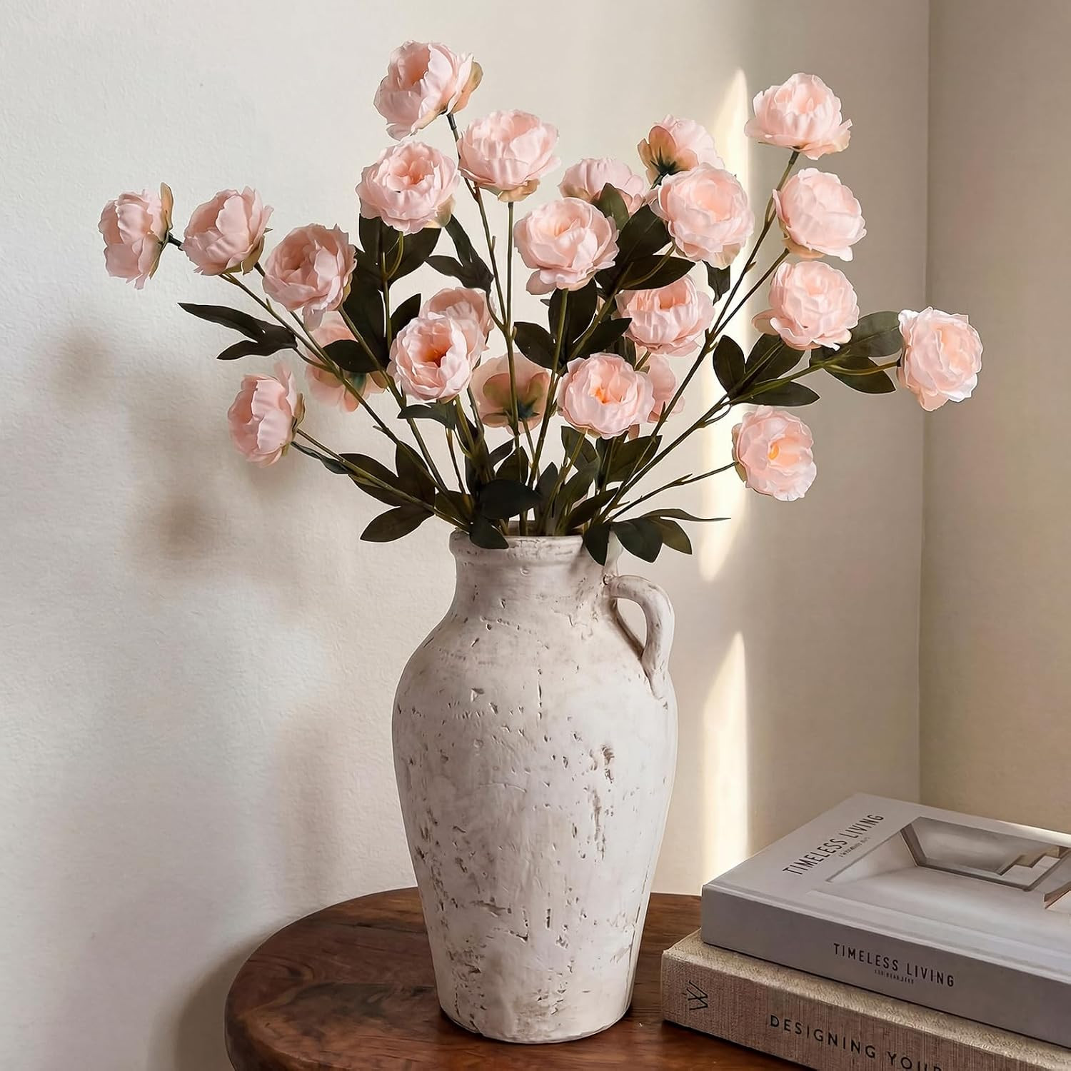 32″ Large Pink Faux Silk Peony Stems – 6 Pcs for Home Decor & Weddings