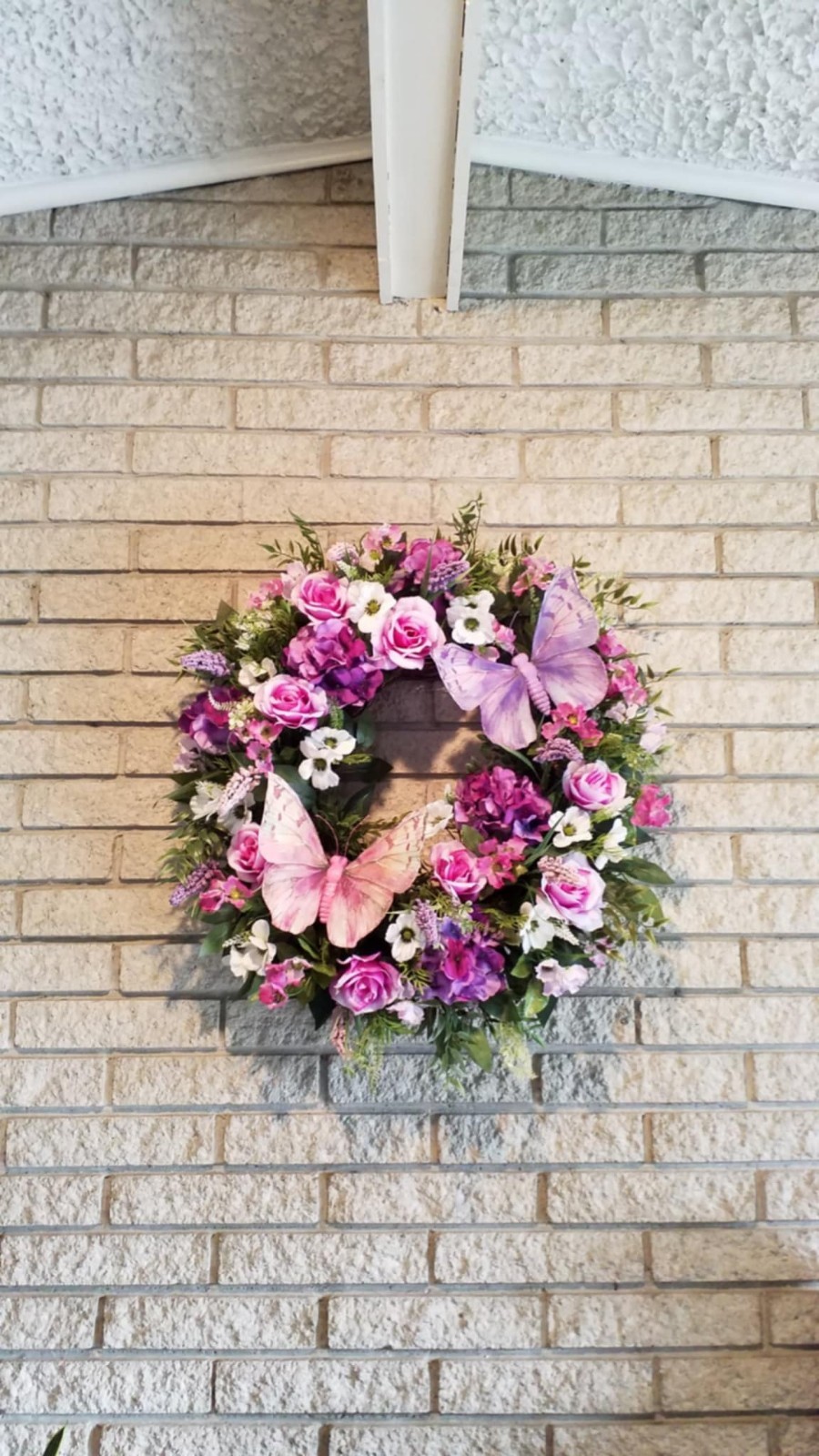 Door Wreath Spring Summer Floral Arrangement Butterfly Garden Decor