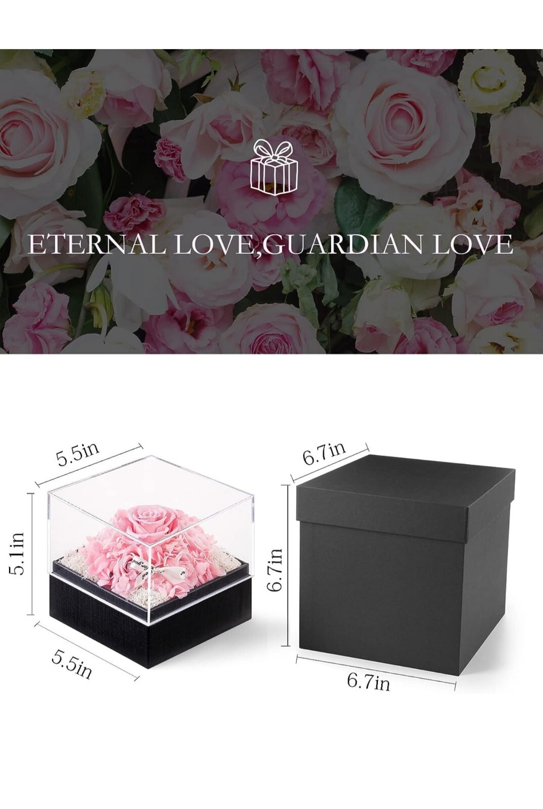 Agrul Preserved Real Roses Gifts for Her Women Pink Eternal