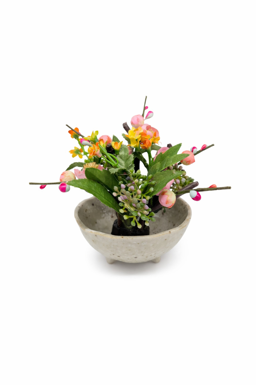 Japanese Mini Ikebana Flower Arrangement 4″ | Small Zen Desk Decor Bowl