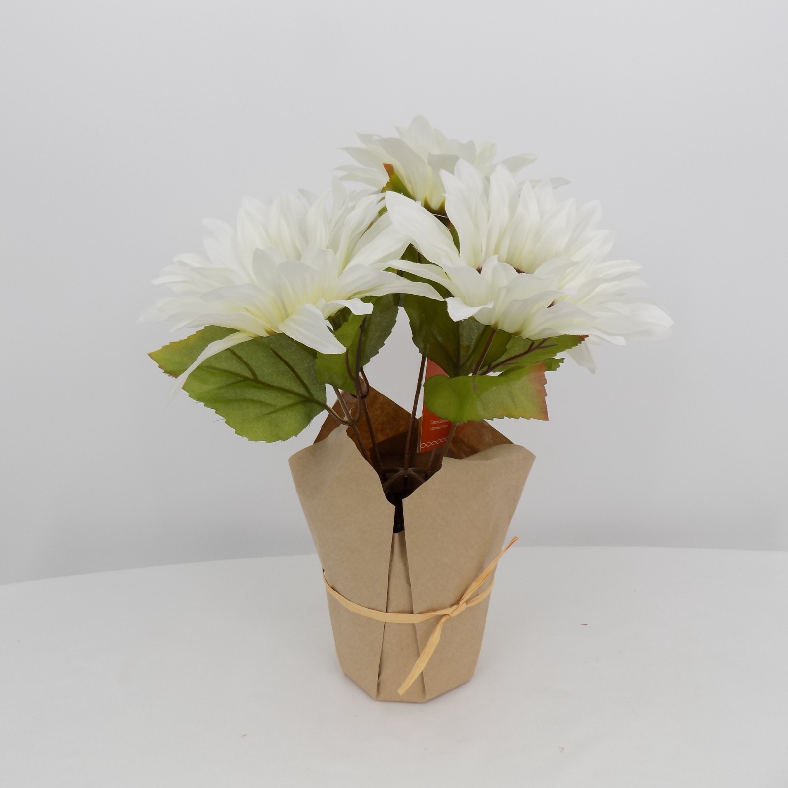 Cream Sunflower Potted Plant Faux Artificial Ashland Fall Flower Floral 5 Heads