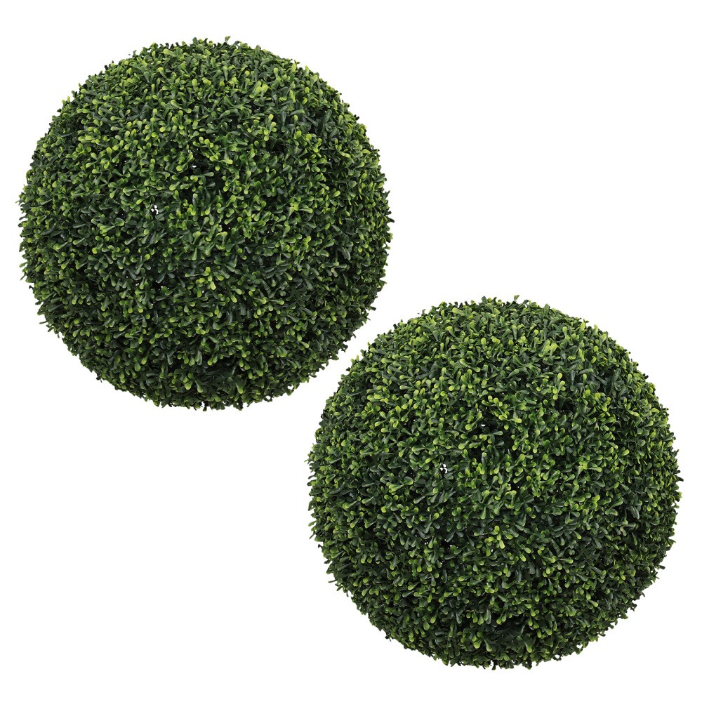 18.5 Inch Topiary Balls Artificial Faux Boxwood Plants Green Decorative Spheres