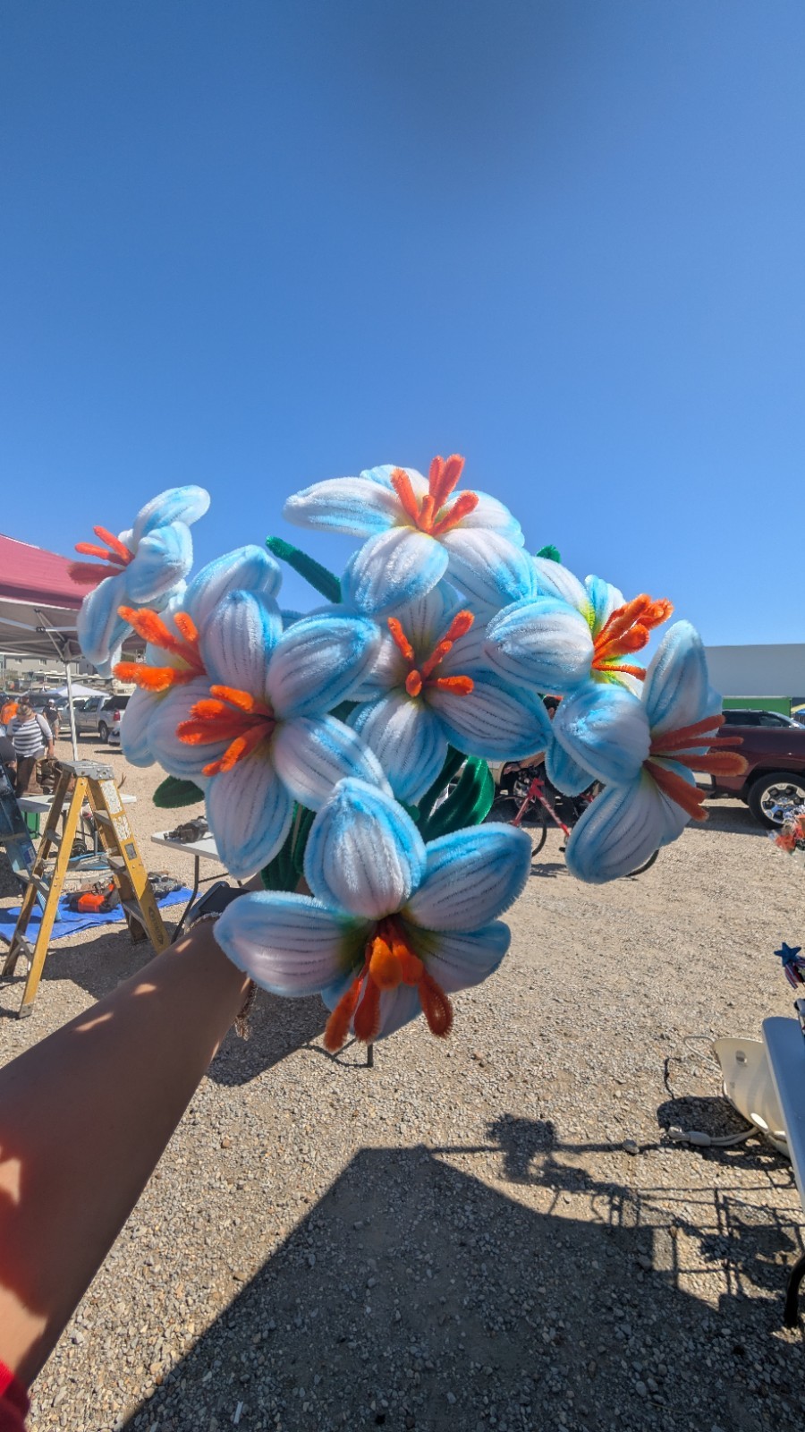 Artificial Lily Arrangement & Centerpiece , White Orange Green Flowers