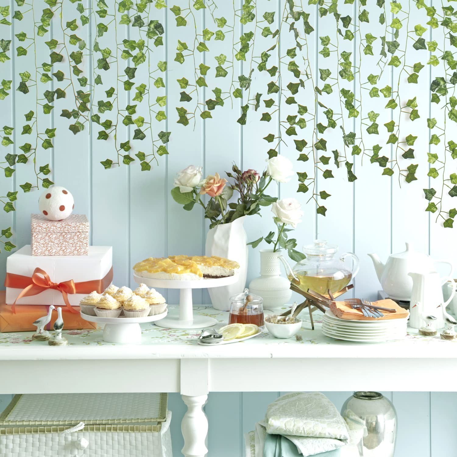 24 Pack Artificial Ivy Leaves Garland – Greenery Hanging Vines for Wedding & Hom