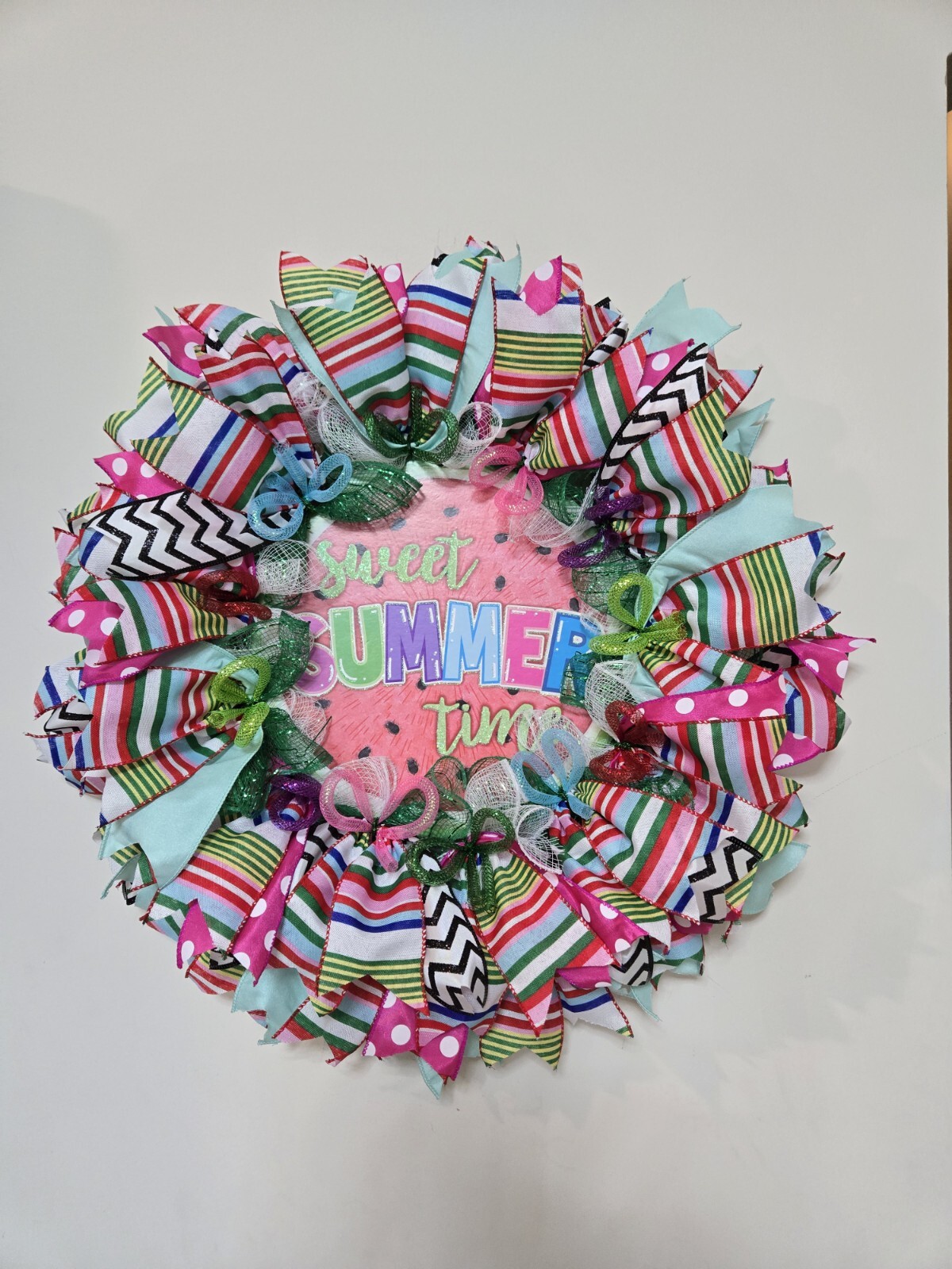 SWEET SUMMER TIME WREATH Spring SUMMER Fall Front Door Wall Decor BIG watermelon