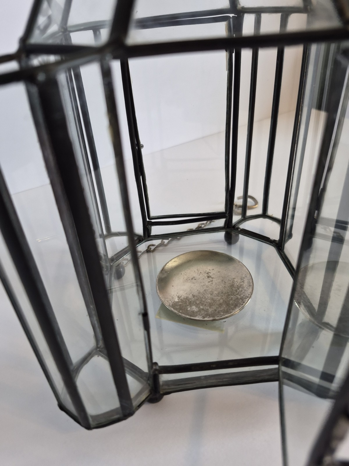Geometric Glass Hanging Terrarium Lantern Metal Frame 10 Inch