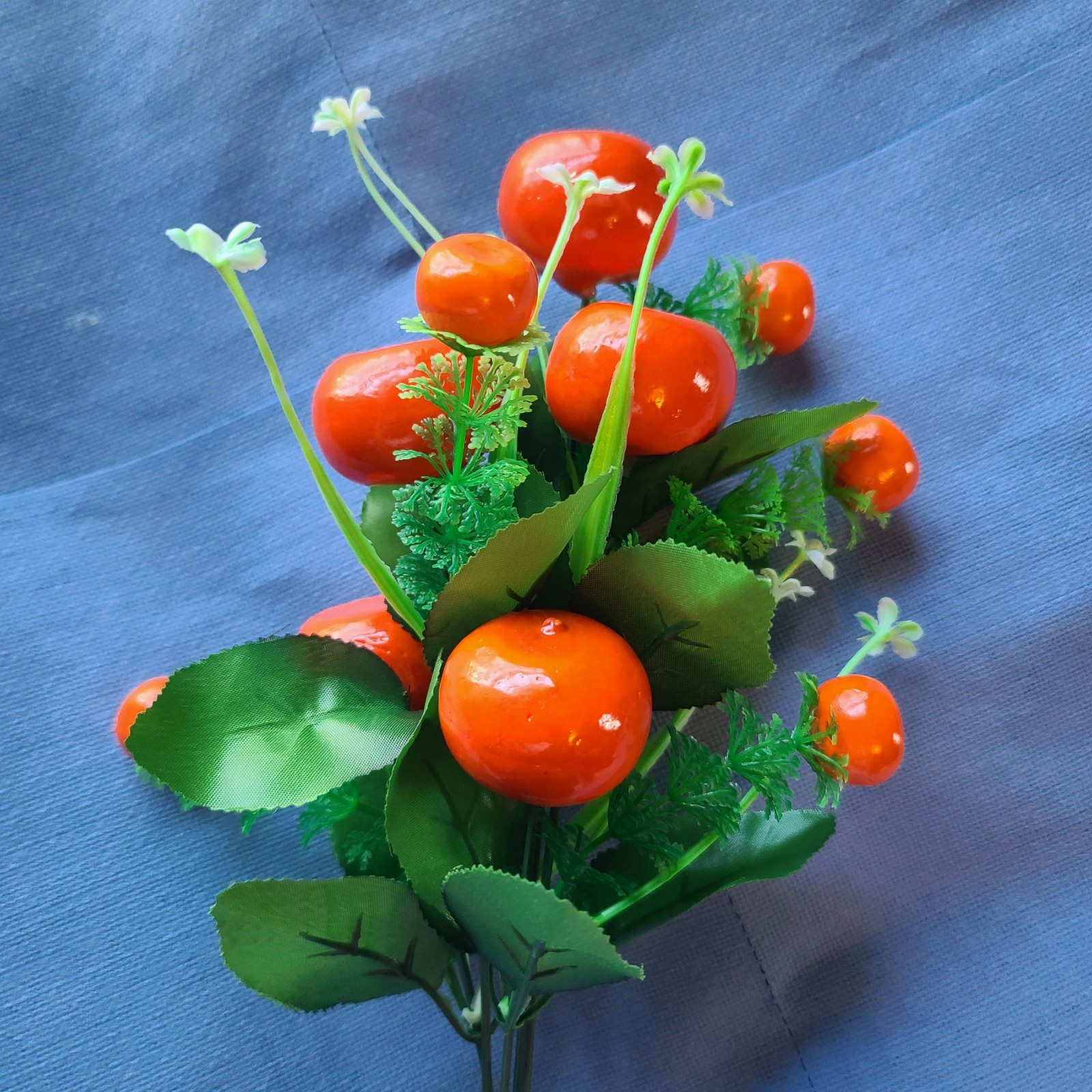 NOS Artificial Bunch Orange Fruit Decor Artificial Vase Bright 16″ Tall