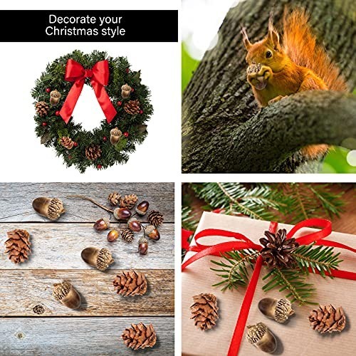 200 Pcs Artificial Acorns & Mini Pine Cones – Lifelike Decor for Crafts, Vases,