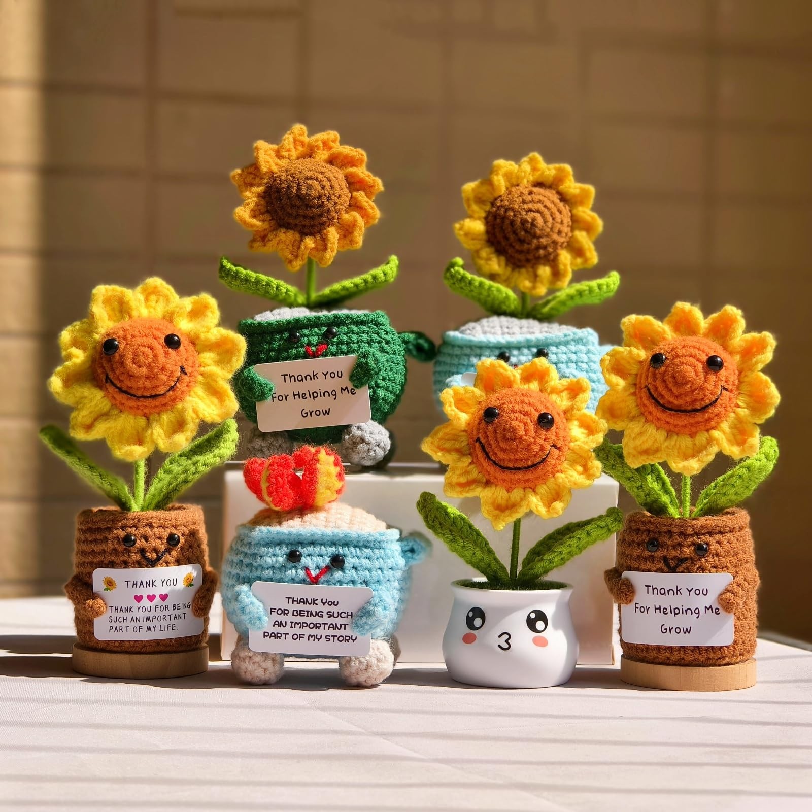 Levvohd Thank You Gifts for Teacher Women, Crochet Sunflower Gifts Office Des…