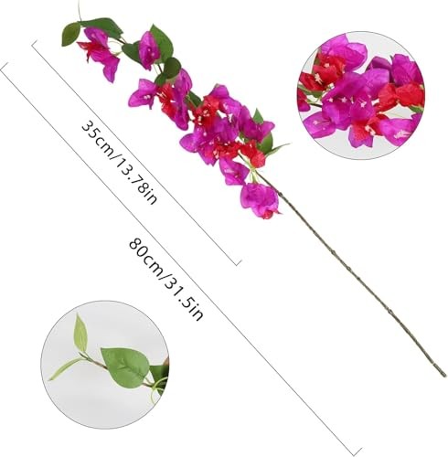 12PCS Bougainvillea Artificial Flowers 31.50″ Long Stem Faux Silk Fuchsia Mixed