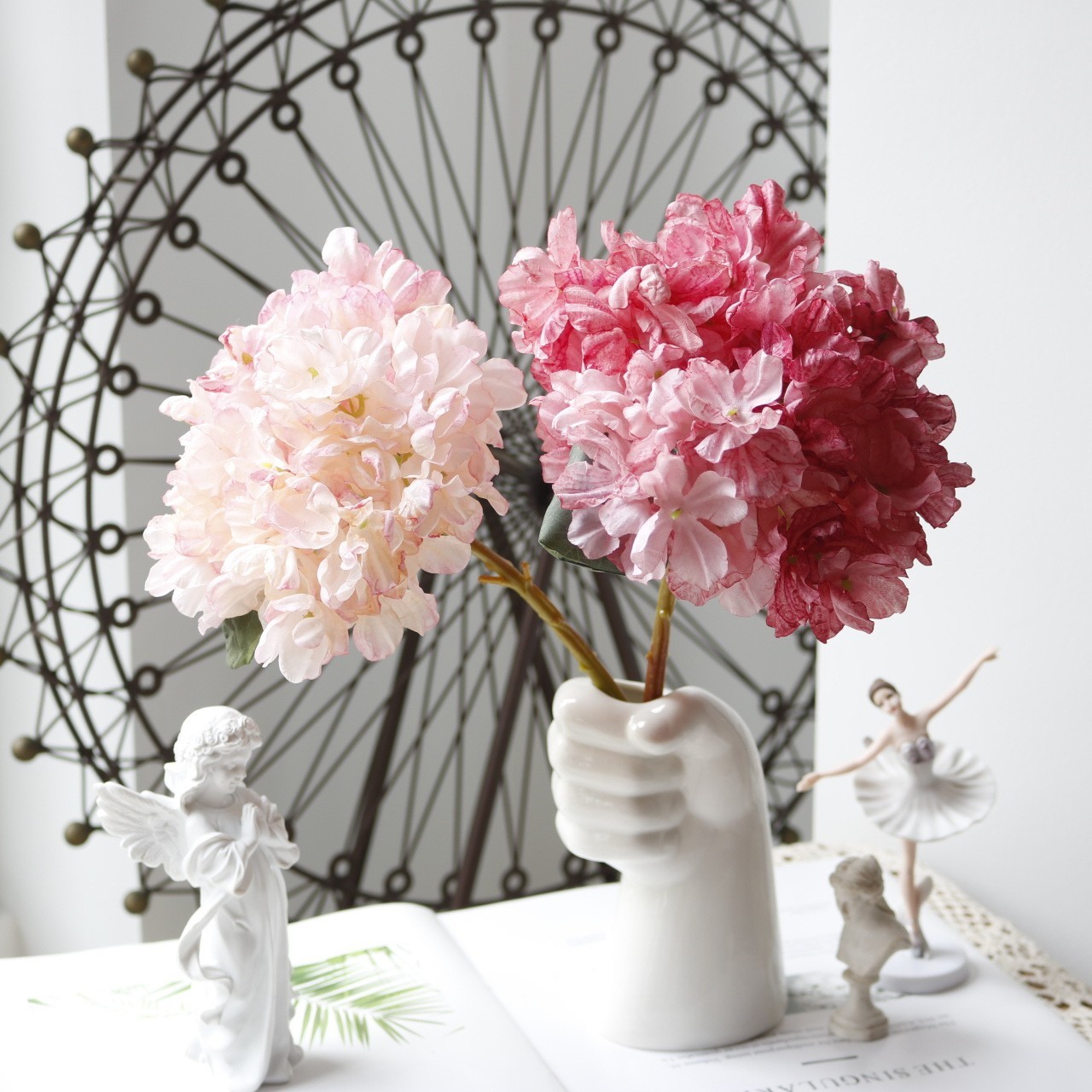 4Pcs French Retro Charcoal Embroidered Series Simulation Flower Home Decor Oil