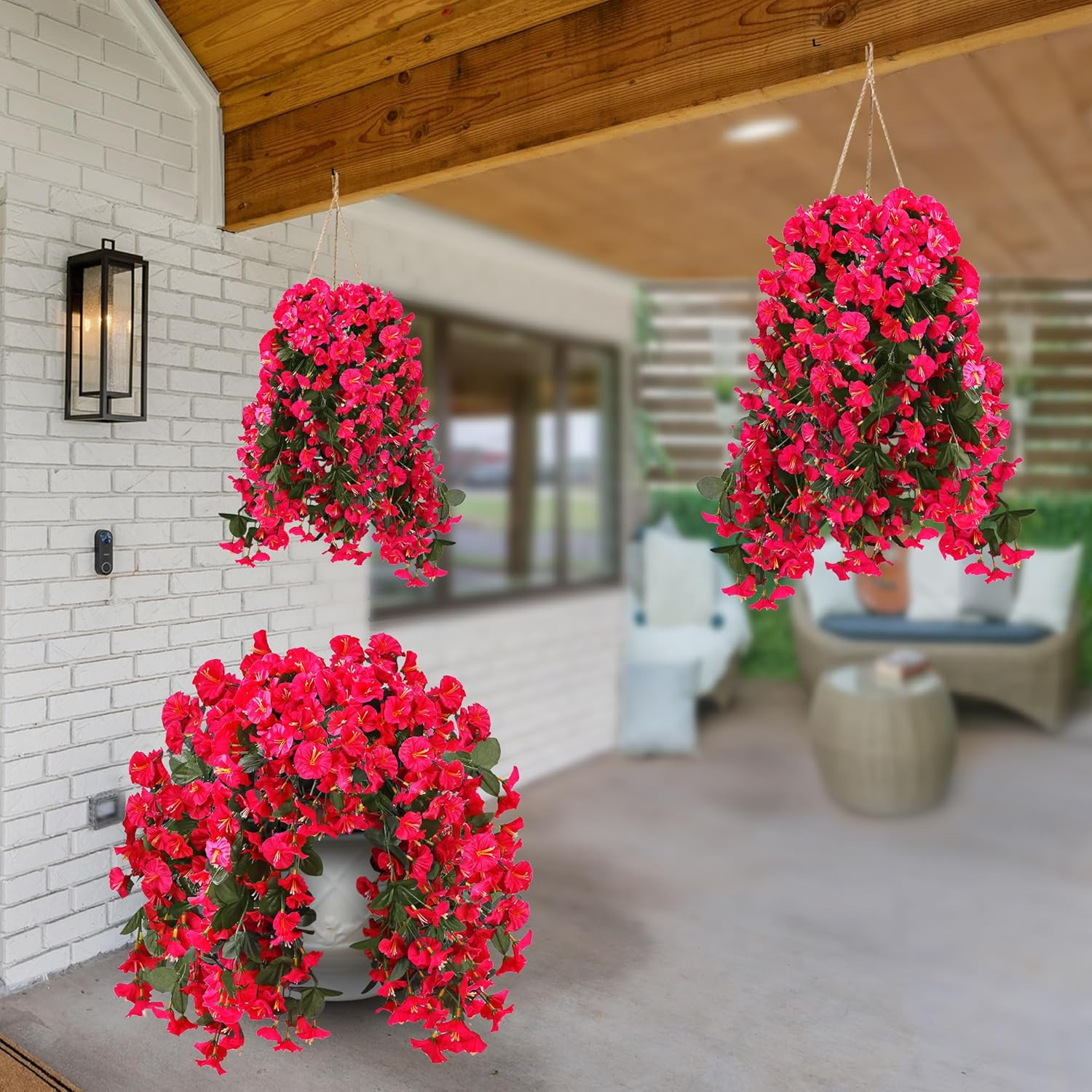 Artificial Fake Hanging Flowers Plants for Outdoor Outside Spring Summer Decorat