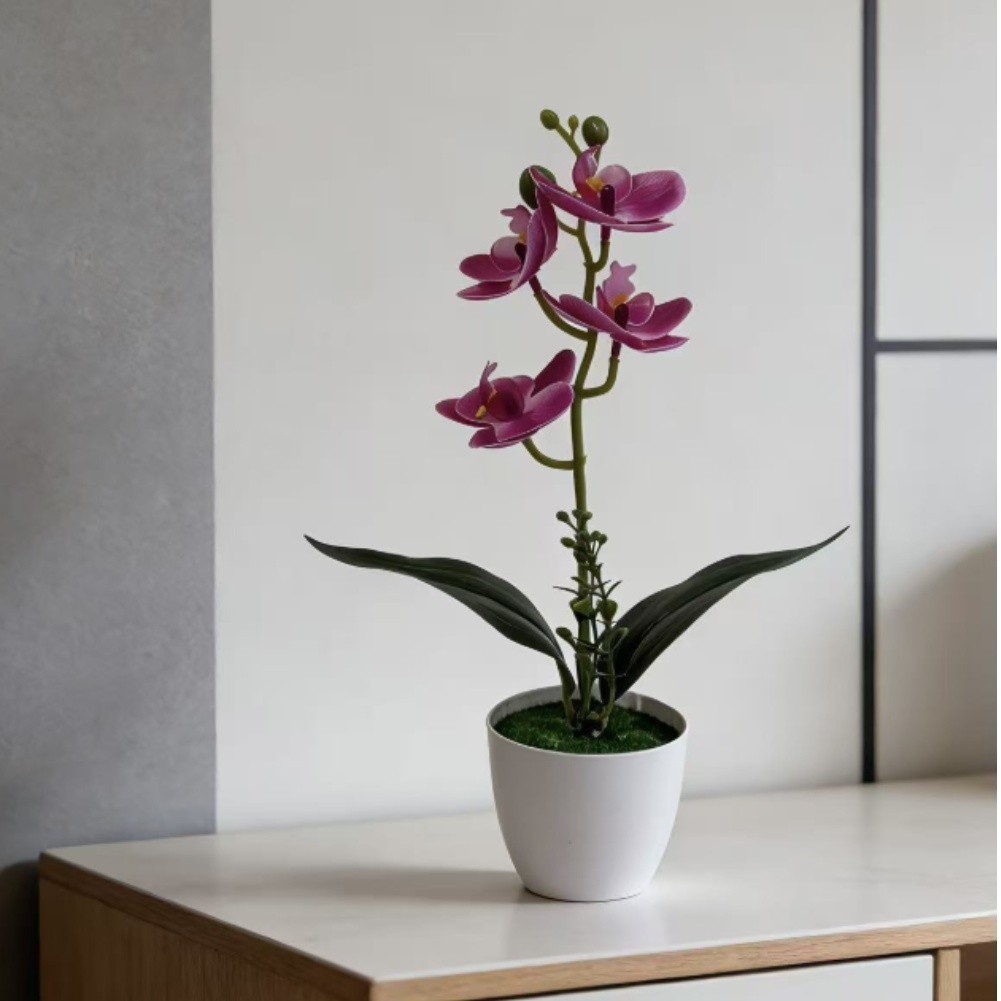 31cm Tall Fake Orchid in Pot for Living Room Bedroom Study Decor Indoor Use