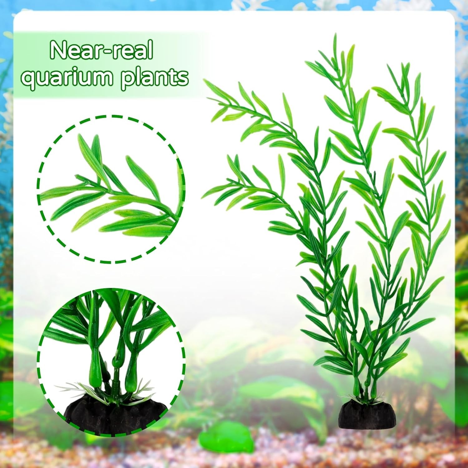 Fish Tank Accessories Aquarium Decorations Plants, 10/25 Pcs Green Fish Tank