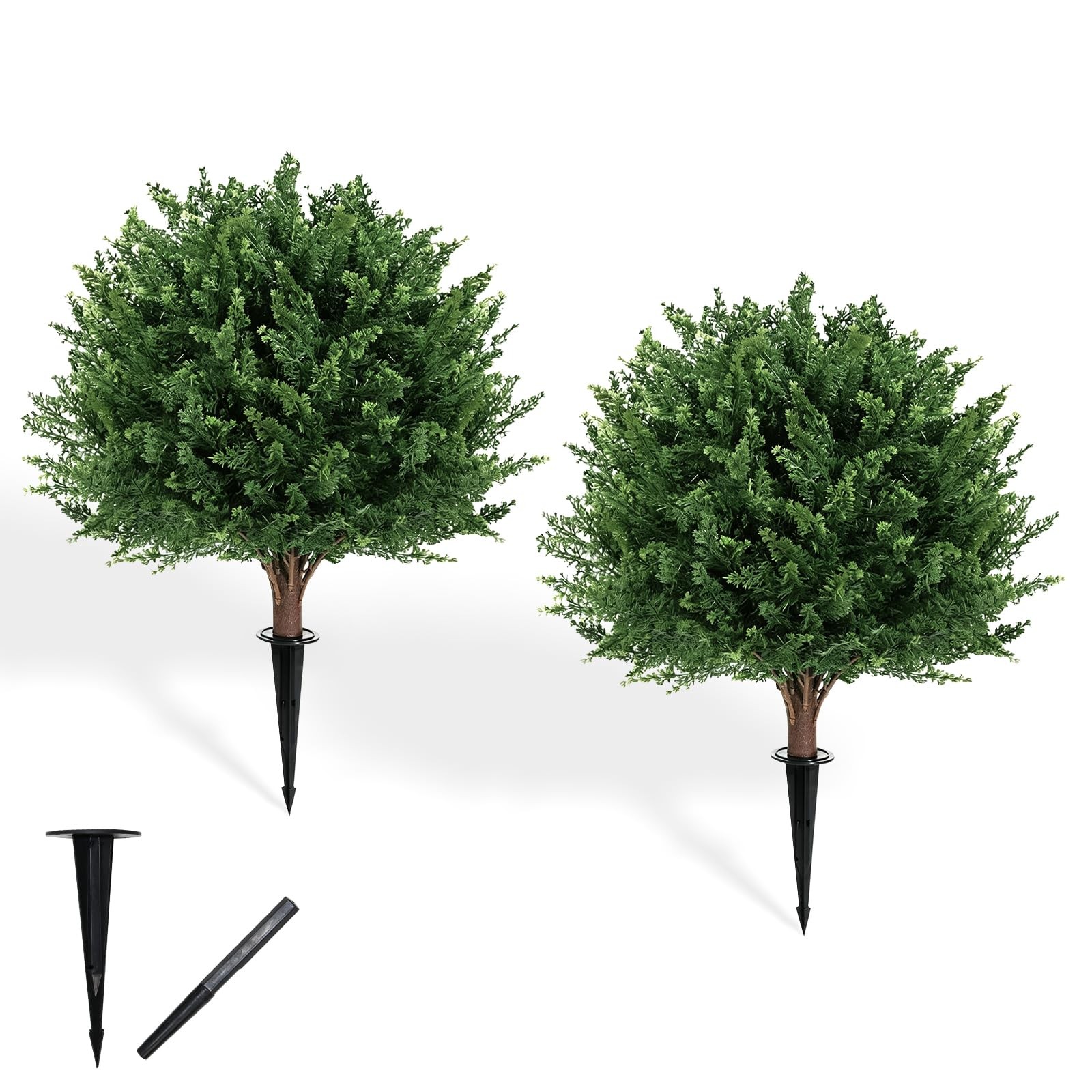 LRTCG Artificial Cypress Tree 23.5″ Set of 2, Artificial Cedar Evergreen UV R…