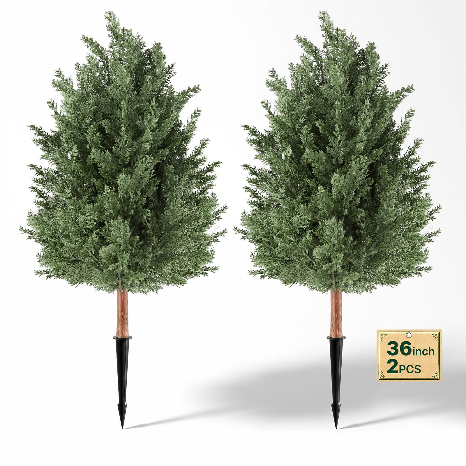 VEVOR Artificial Topiary Cedar Bush 3 Ft Set of 2 Greenery Fake Shrubs PE Faux