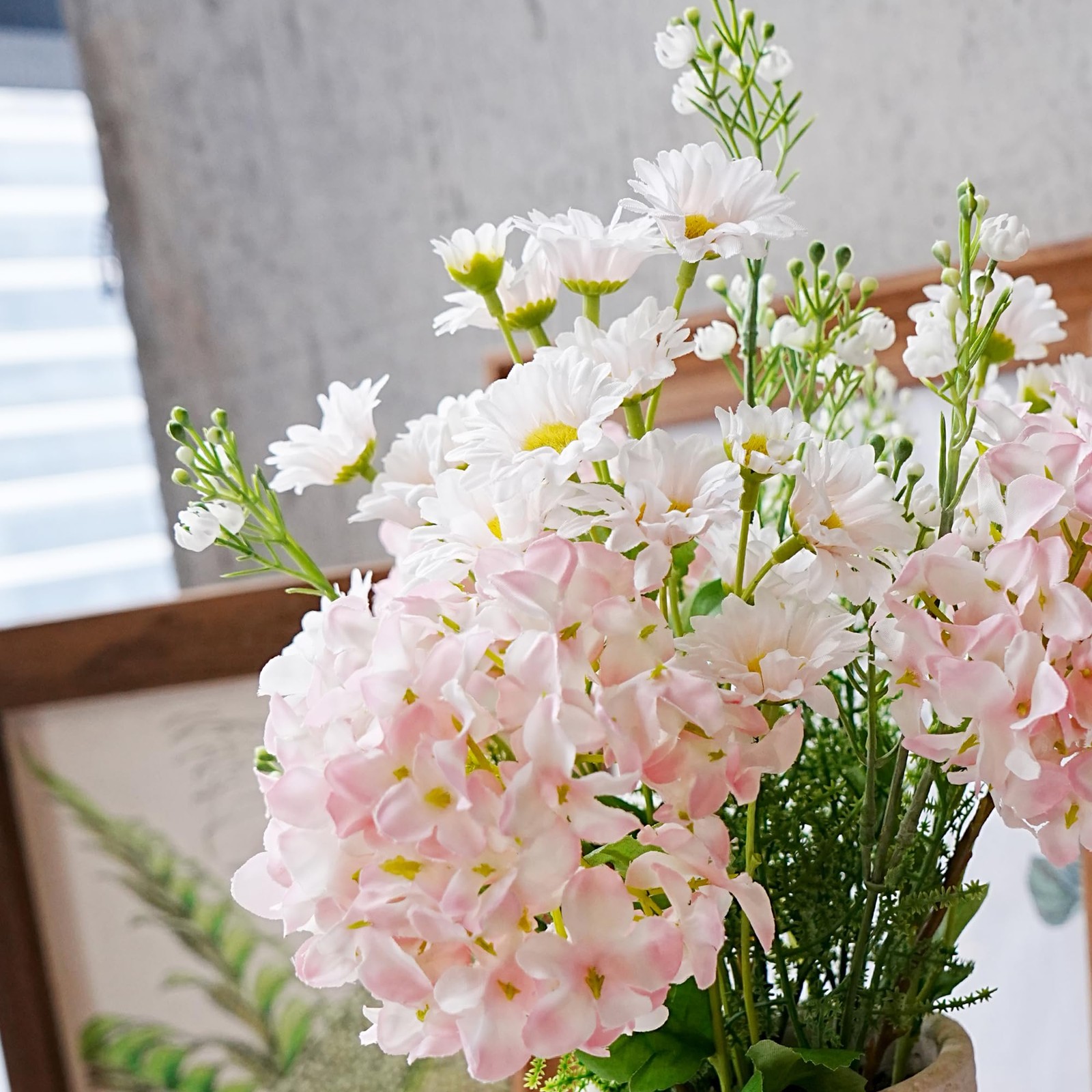 Fake Flowers with Vase for Home Decor, Faux Flowers with Pulp Pot, Flower Arr…