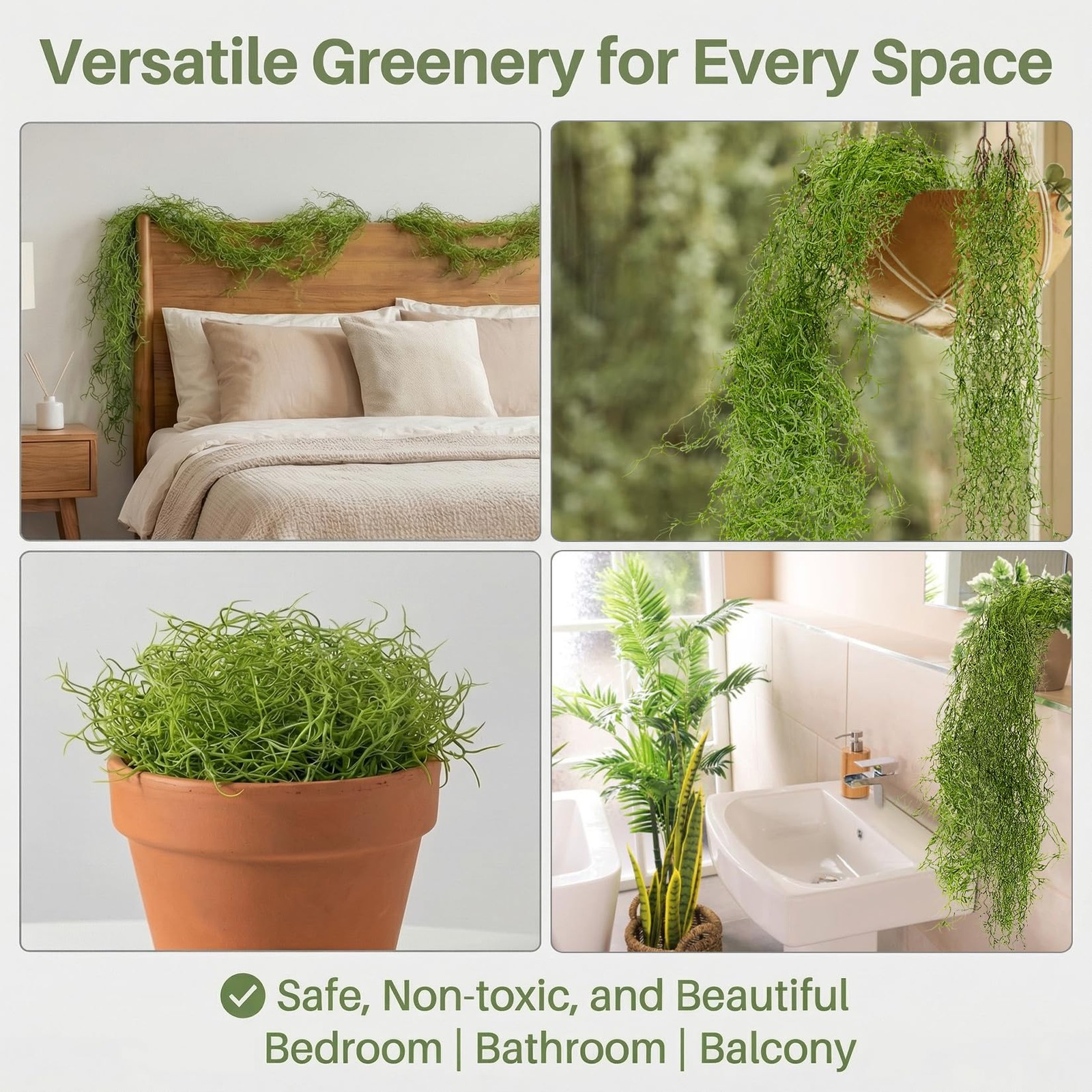 Fake Spanish Moss – Artificial Moss for Plants Indoor Crafts 33 Inch Long 3 PCS