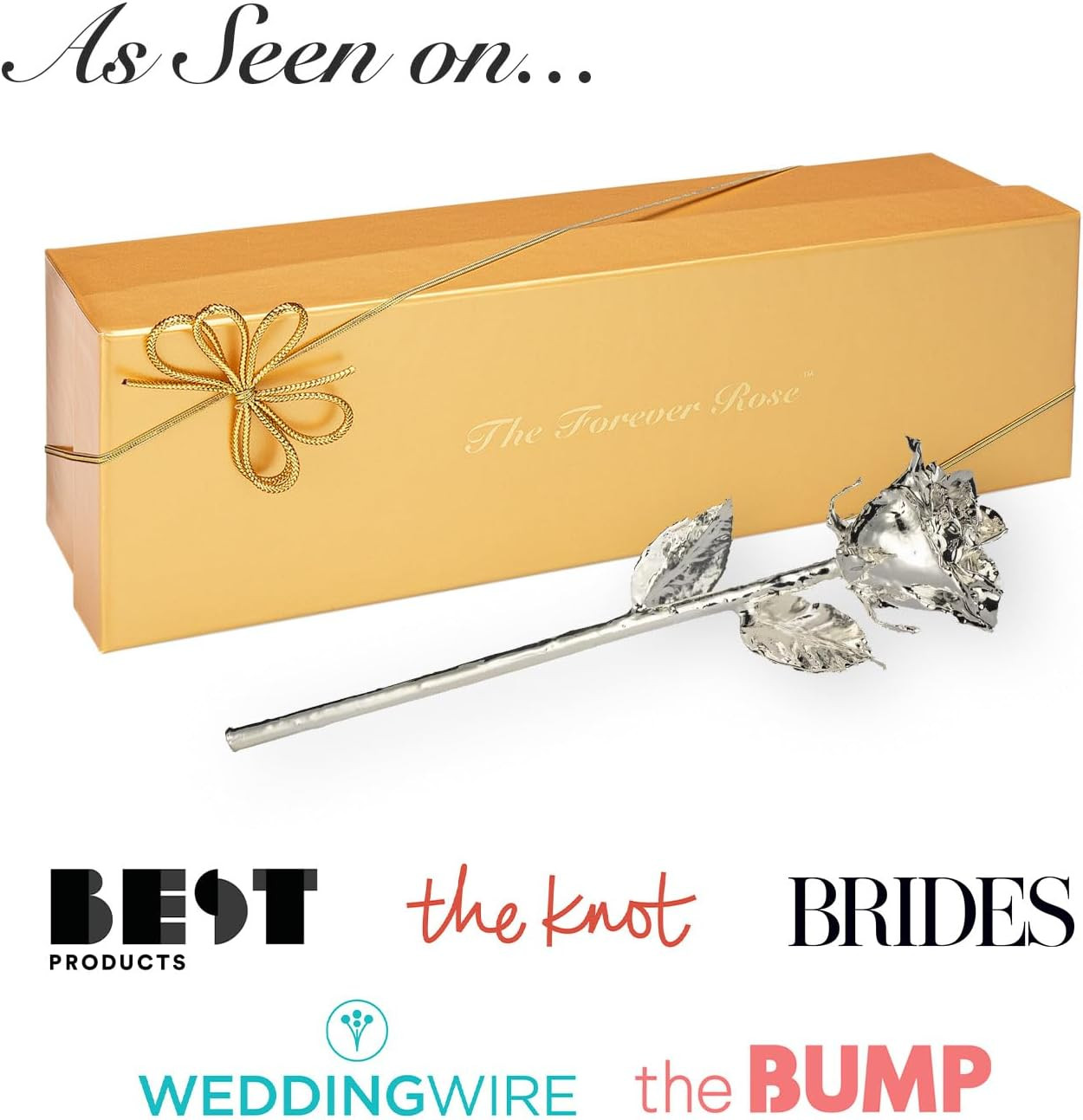 Real Rose Dipped in Platinum, Luxury Gold Gift Box | Handcrafted Preserved Rose,