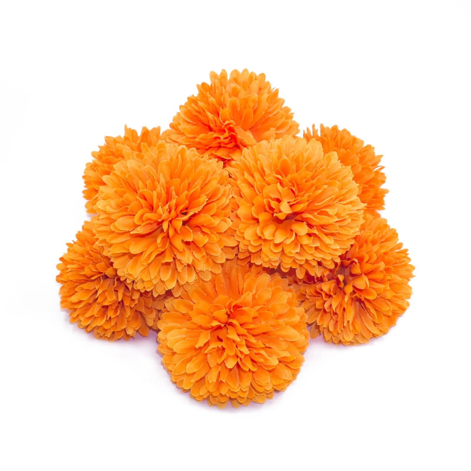 10Pcs Orange Fake Flowers Pompom Mums Stemless Chrysanthemums Balls,2.8 Inch …