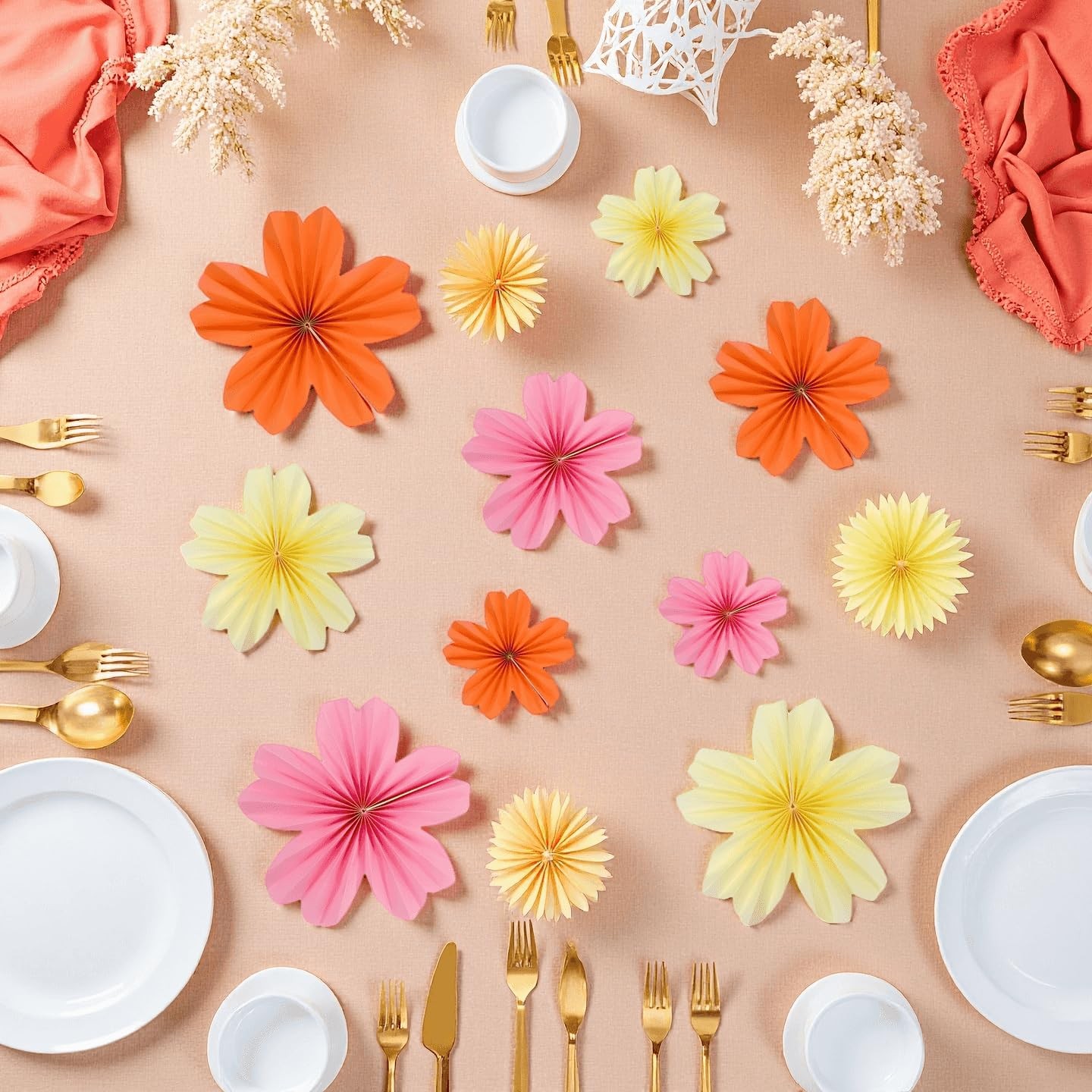 9 Piece Set Paper Flowers Decorations for Wall,3 Sizes 8-14 inch Flower Decor…