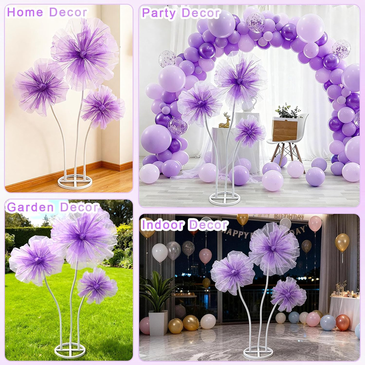 Giant Purple Silk Flowers – 3PCS 5.9Ft Decor for Weddings & Home Events
