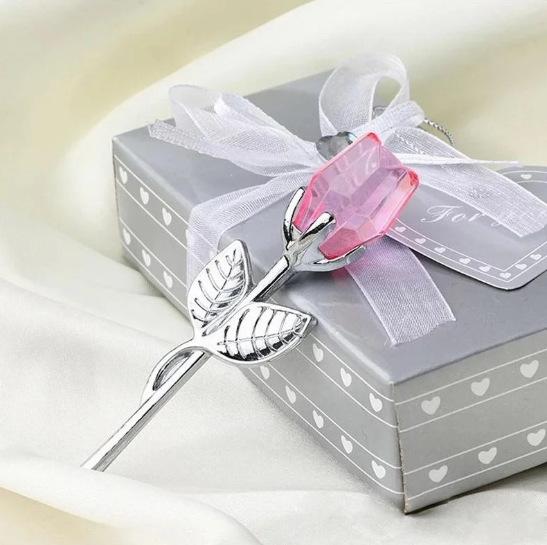 1pc Crystal Glass Rose Flower Figurine Romantic Home Wedding Gift Decor – NEW