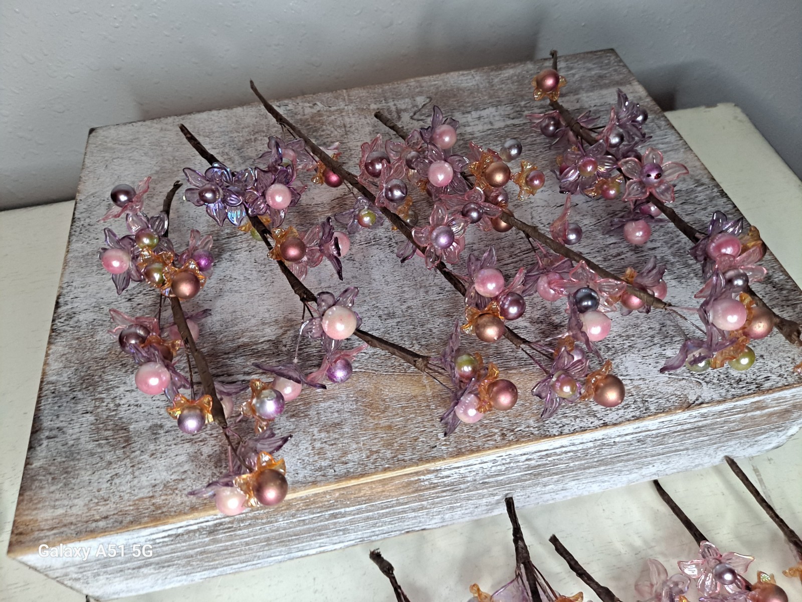 Pink Purple Plastic Flower Floral Branches 25 Piece